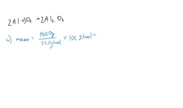 A chemist burns 160.0 g of al