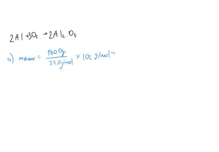 A chemist burns 160.0 g of al