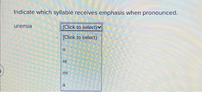 Indicate which syllable receives emphasis when pronounced.