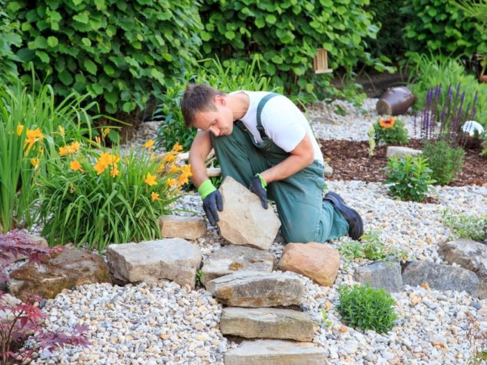 A landscaper is shopping for landscaping materials