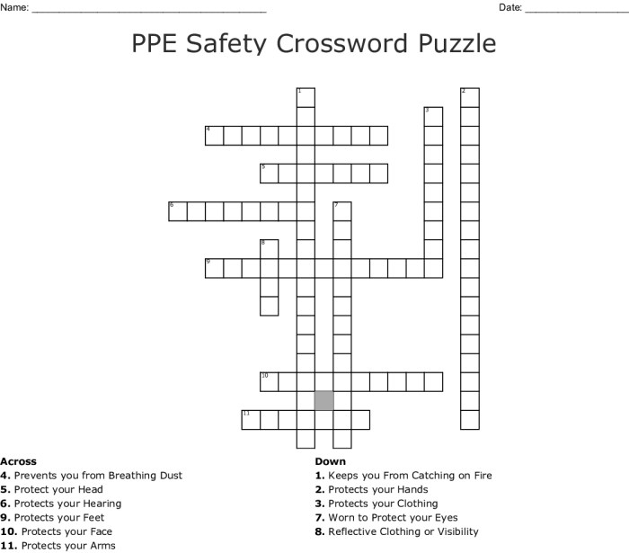 Safety and sanitation crossword puzzle answers